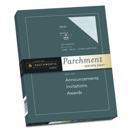 Southworth Colors + Textures Fine Parchment Paper, 24#, 8.5 x 11 Inches, Gray, 100 per Pack (P974CK)