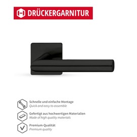 Gedotec Door Handle Set Stainless Steel | 1 Door Fitting Interior + Exterior Including Mounting Material | LDH 3171 | Door Handle Black PVD | Door Set for All Room Doors | Toilet - Bathroom