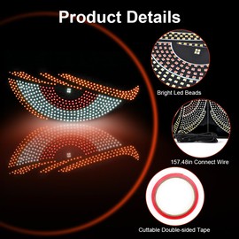 2PCS Devil Eyes Light for Cars Windshield, USB Plug & Play Car Eyes LED Light with 11 Modes Demon Eye Signal Light for SUVs Pickups Trucks RVs