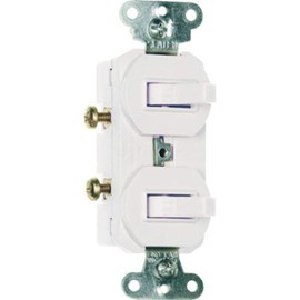 Legrand - Pass & Seymour 690WGCC6 Combination 2 Single Pole Switches with Ground 15-Amp 120-volt/277-volt, White