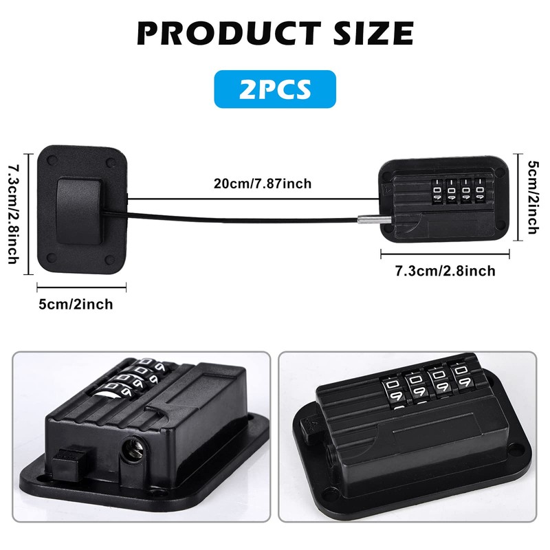 Fridge Lock with Code No Drilling, 2 Pieces High Security