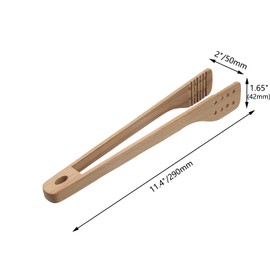 Pastlla 2pcs 11.4 Inch Wooden Toast Tongs Kitchen Utensils Anti-Slip Wood Toaster Tongs for Cooking, Toast, Fruits, Bread, Pickles, BBQ, Parties