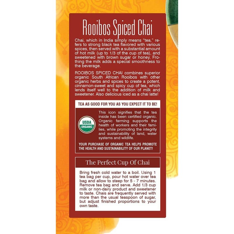 Davidson's Organics, Rooibos Spiced Chai, 25-count Tea Bags, Pack of