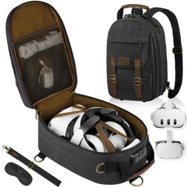 SMRITI Hard Carrying Case with Combination Lock Compatible with VR Elite Strap Battery Version Virtual Reality Headsets and Touch Controllers Accessories, Large Portable Backpack for Travel & Storage