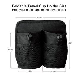 Bmhlinyi Luggage Travel Cup Holder Universal Fit Drink Holder for Most Suitcase Handles, for Different Size Cup Bottle, Free Your Hand, Perfect Travel Accessories Gifts(Black)