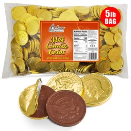 R.M. Palmer Milk Chocolate Gold Coin Half Dollars (5 LB Bulk Bag), Fun Sized, Treats, Candy, and Snacks (5 lb)