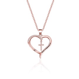 ENSIANTH First Communion Gift for Girls Cross Gift Christian Cross Jewelry Baptism Gift (RG-CrossNecklace)