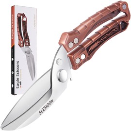 SLEMOON Kitchen Shears Heavy Duty Poultry Shears for Bone,Chicken,Turkey,Meat,Fish and Pizza Cutting Board Kitchen Scissors All Purpose for Food Ideal for Chef and Home Cooking,Dishwasher Safe Bronze