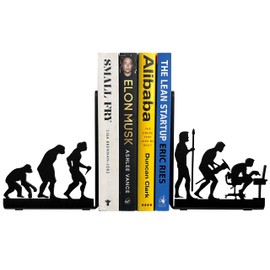 HeavenlyKraft Human Evolution Decorative Metal Bookends for Heavy Books and Library