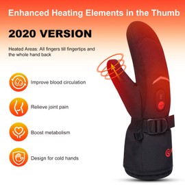 Heated Mittens Electric Ski Gloves Men Women, Savior 2021 Palm & Handback Heated Rechargeable Snow Mitts with 7.4V 2200mAh Battery for Winter Skate Skiing Camping Hunting Hiking Arthritis Hands (XS)