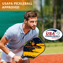 Pickleball Paddles, Pickleball Paddles Set of 2, Fiberglass Surface Polypropylene Honeycomb Core Pickleball Set, Cushion Grip, 6 Pickleball Balls, 2 Handle Straps
