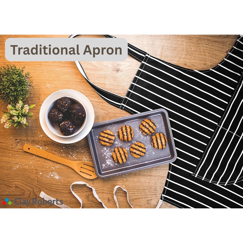 Clay Roberts Chefs Apron, Black, Cooking and Baking Apron for