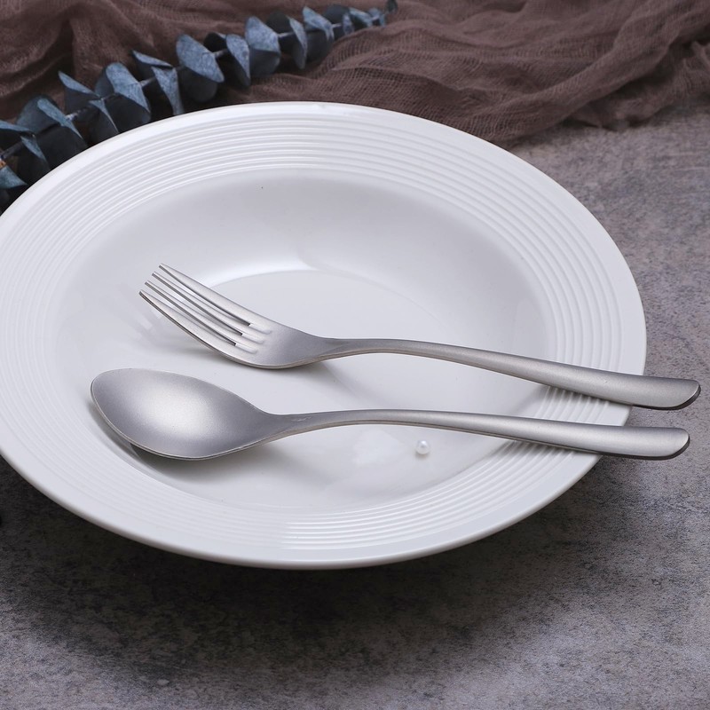 Zerophilo Titanium Cutlery Set, Lightweight Flatware, Modern Design, Dishwasher Safe,
