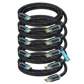 Maximm High-Speed HDMI 2.0 4K Nylon Braided Cable, 4 Feet, 5-Pack (Includes Cable Clips, Ties and Right Angle Adapter)