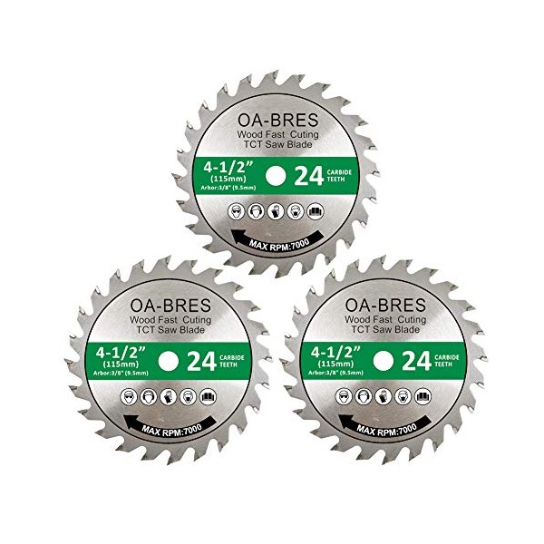 3 Pack 4-1/2-Inch 24T TCT Carbide Tipped Teeth Compact Circular
