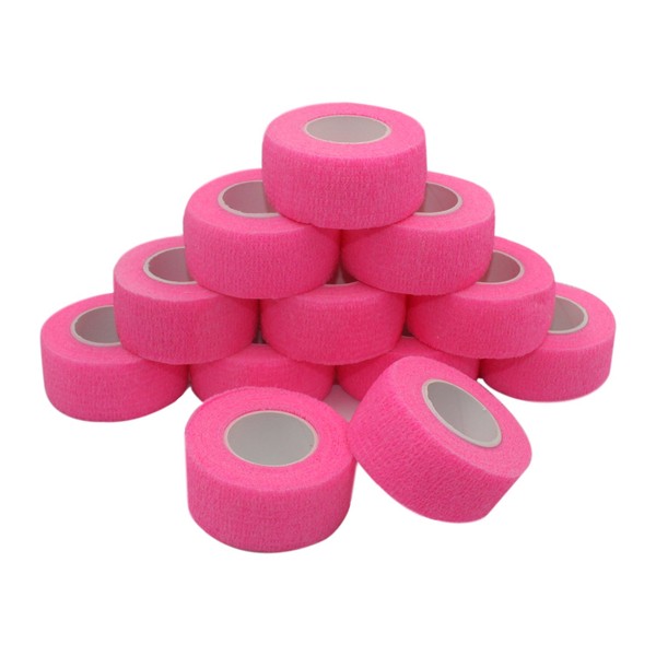 COMOmed Self Stick Cohesive Bandage Latex 1"x5 Yards First Aid Bandages Stretch Sport Wrap Vet Tape for Wrist Ankle Sprain and Swelling,Hot Pink