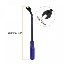 sourcing map 6 Inch All-Purpose Black Oxide Manganese Steel Fastener Remover Clip Removal Tool with Blue Plastic Handle, for Window Door Panel, Rivet