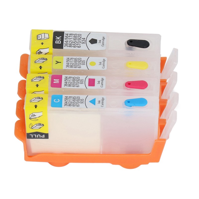 4 Pcs Ink Cartridge Black Blue Magenta Yellow Permanent Chip