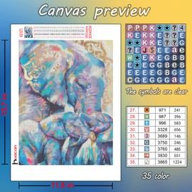 HuaCan Elephant Diamond Painting Kit for Adults, AB Dirll Series Diamond Painting Kits, Full Round Drill 5D Diamond Art Kit, Animals Diamonds Art for Adults Crystal Art Wall Decor 11.8x15.7in/30x40cm