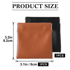 BEIQIYA 2pcs Small Makeup Bag, Organosilicone Portable Cosmetic Bags, Mini Snap Closure Clamp Cosmetic Organizer for Coin Lipstick Glasses- Black & Brown