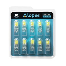 Alopee T10 Led Bulb White 6500K Replacement for T10 193 194 198 W5W 168 Led Bulb Automotive Interior Lights RV Camper Bulbs Under Cabinet Lights DC 12V Only Pack of 10