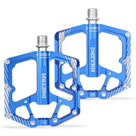 MZYRH Road Bike/Mountain Bike Pedals, 9/16 Inch Aluminium Alloy Bicycle Pedals, 3 Bearings MTB Pedals for Road Mountain BMX MTB Bicycle (Blue)