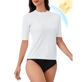 Bonneuitbebe - Camiseta de natación con protección solar UV UPF 50+ para mujer, Blanco, XX-Large