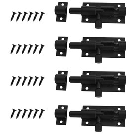 Door Lock Bolts Security Slide Latch Lock, 4 PCS Door Barrel Bolt, Slide Bolt with Screw, Gate Bolt Small Door Lock for Cabinets Bathroom Shed Garden Bedroom (Black)