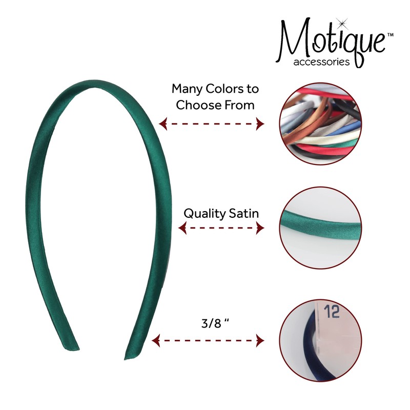 Motique Accessories Thin Headbands for Women Solid Satin 4 Pack