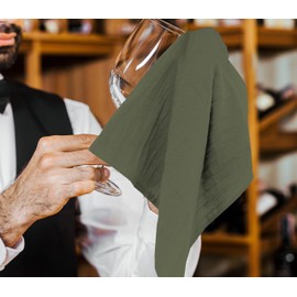 RUVANTI Flour Sack Towels 6 Pack 28"x28", Ring Spun 100% Cotton Flour Sack Dish Towels, Machine Washable, Absorbent Tea Towels - Flour Sack Kitchen Towels for Drying & Cleaning - Martini Olive