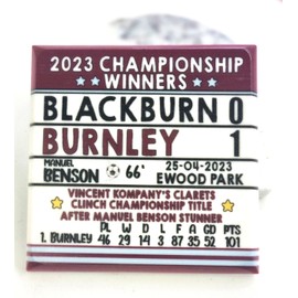2023 Championship champions - Blackbrn 0 v 1, The Clarets Gift idea, 2023 Championship Winners, The Clarets Marble Coaster