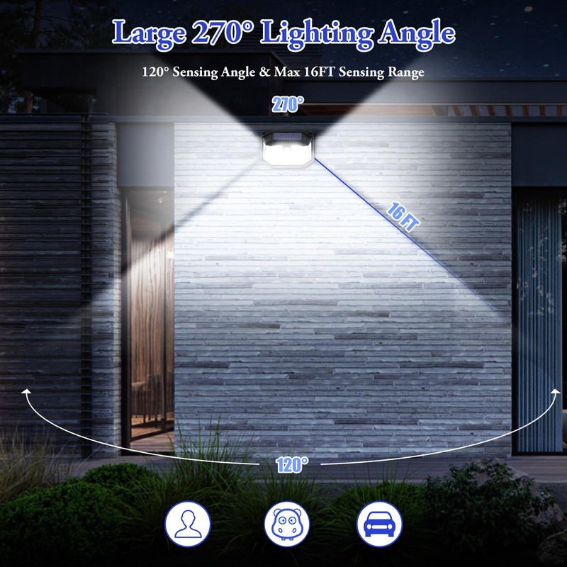 6-Pack Solar Wall Lights Outdoor with 3 Modes & Reflector,
