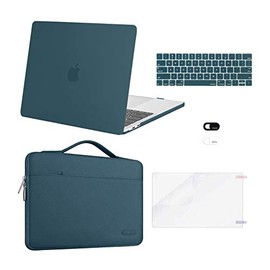 MOSISO Compatible with MacBook Pro 13 inch Case 2022-2016 Release A2338 M1 A2289 A2251 A2159 A1989 A1706 A1708, Plastic Hard Shell Case&Bag&Keyboard Skin&Webcam Cover&Screen Protector, Deep Teal