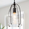 Optimant Lighting Modern Black Pendant Light with Seeded Glass Shade,