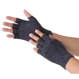 Prettystern Women's Men's Cashmere Wool Half Finger Short Finger Gloves Hand Warmers, mottled grey