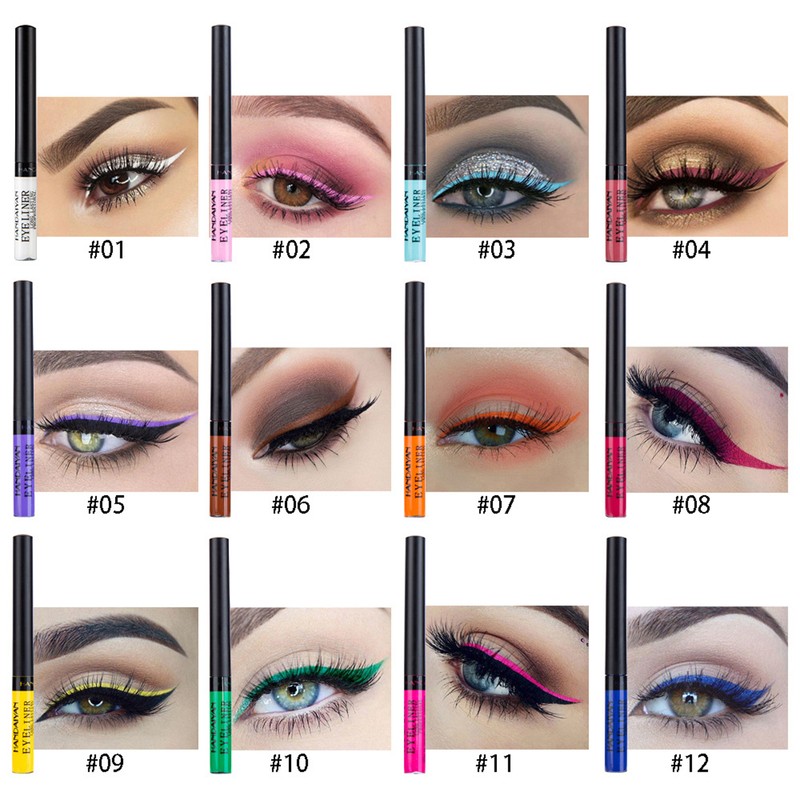 HANDAIYAN 12 Color Matte Liquid Eyeliner Set Eye Makeup Liquid