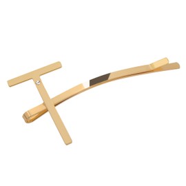 Spinningdaisy Initial Charm with Crystal Accent Hair Pin T Gold