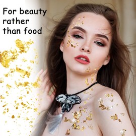 MKUCCD 200 Sheets Imitation Gold Leaf, Gold Foil Sheets for Art, Gold Flakes Painting Gilding Crafting Decoration (8 x 8.5 CM)