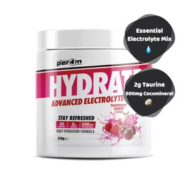 per4m Per4m Hydrate Electrolyte Mix Powder | 500mg Cocomineral | Replenish Essential Electrolytes | Aiding Muscle Function, Cardiovascular Health, Neurological Support (Raspberry Cherry, 210g)