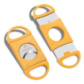 Cigarmoon Cigar Cutter,Double Blade Cigar Guillotine for a Precise 62-Ring Gauge Cut (Yellow)