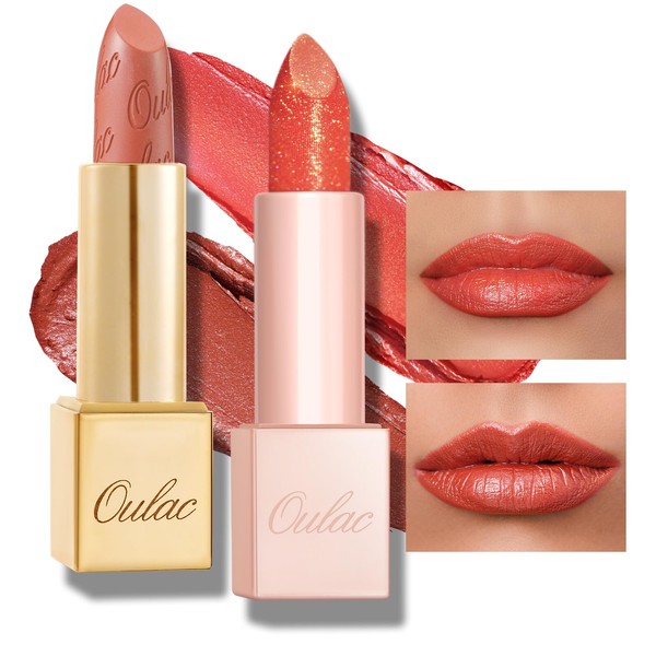 Oulac Orange Lipstick Set 2PCS - Included Metallic Orange Lipstick
