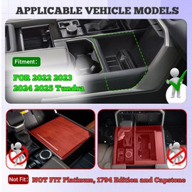 RUNROAD Center Console Gear Shift Organizer Tray Compatible with 2022 2023 2024 2025 Toyota Tundra Accessories, Hanging Armrest Storage Box for Tundra Shifter Side Tray Coin Holder Phone Pocket