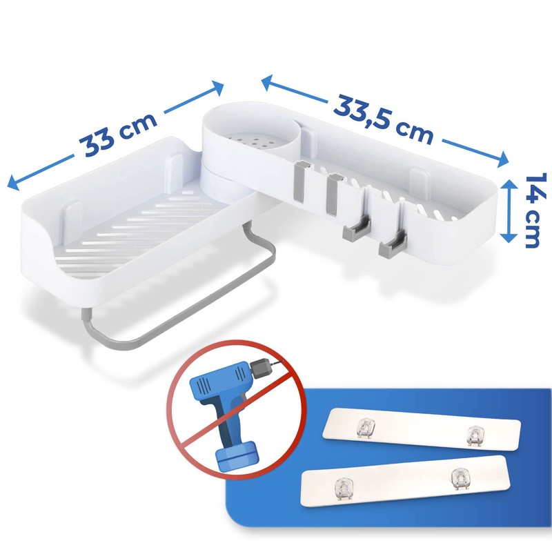 Maximex Corner Storage Basket with Swivel Joint No Drilling -