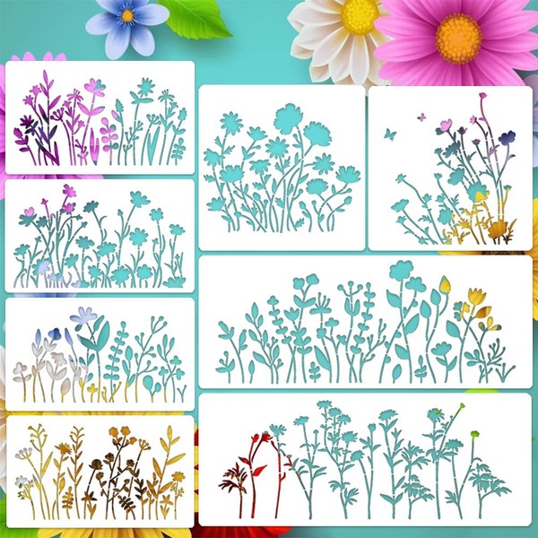 Flower Stencils for Painting Wildflower Stencil Reusable Drawing Templates DIY
