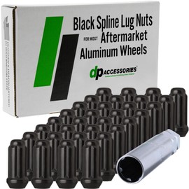 DPAccessories Black M14x1.50 Lug Nuts for Aftermarket Wheels - Closed End Duplex XL Spline Tuner - 51mm (2") Tall - Set of 32 - D5148P-2305/32