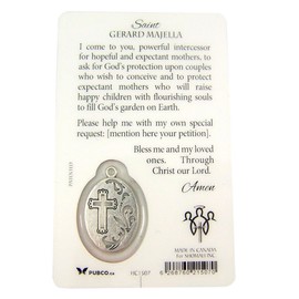 The Healing Saints Silver Toned Saint Gerard Majella Patron of Fertility Medal with Holy Card, 1 Inch