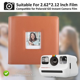 kinokoo Polaroid GO 288 Pocket Photo Album for Polaroid GO Instant Camera PU Leather Large Capacity Album for Polaroid GO Camera Film 2.62x2.12 Inch Film Collection Souvenir Photo Album (Brown)