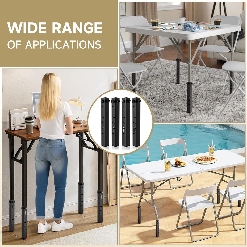 4Pk Square Folding Table Extender - 3 Level Adjustable Folding