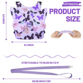 MTOMUYA Toddler Harness with Anti Lost Wrist Link - Adjustable Safety Leash for Kids, Breathable Baby Walking Reins Belt for Travel, Secure Wrist Strap for Crowded Parks, Airports (Purple Butterfly)