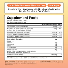 Fit&Lean Amino Hydration, Bebida de Recuperación de Entrenamiento Naturalmente Endulzada, 6g Aminoácidos Veganos, Aminoácidos Esenciales, EAA, BCAA, G